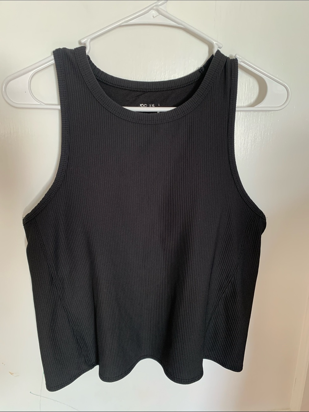 Jockey Black Ribbed Tank Top with Built-in Bra